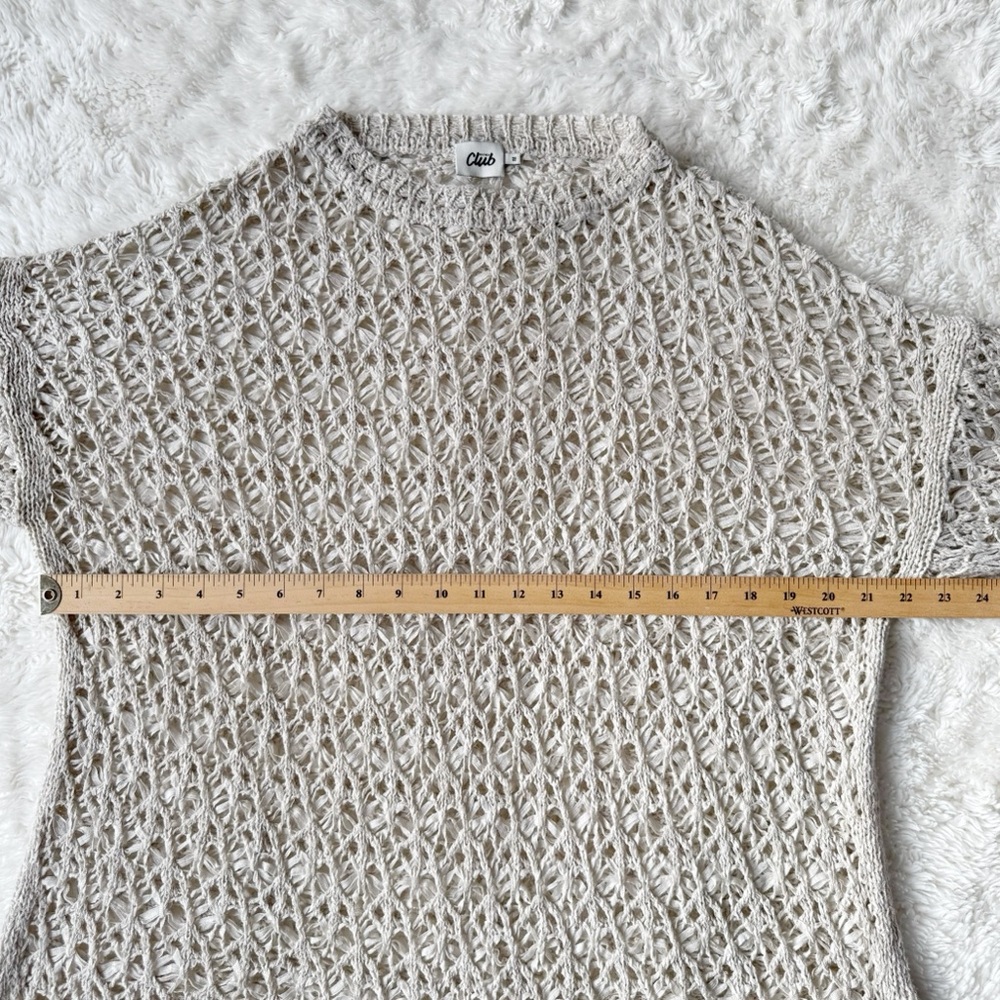 Beymen Club Woman Beige Open Knit Crochet Sweater MEDIUM Boho Luxury Resortwear - Picture 6 of 6